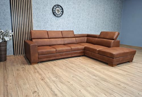 Quattro Meble Premiumklasse Eckcouch „Bonn“ 285x220 cm EIN Ecksofa aus einem der luxuriösesten Leder der Welt mit Schlaffunktion, Bettkasten und Kopfstützen (285 x 220 cm Ecke Rechts) von Quattro Meble
