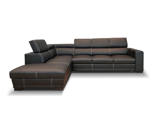 Quattro Meble Premiumklasse Ecksofa „Bonn“ 285x220 cm aus hochwertigem Naturleder Toledo mit Schlaffunktion, Bettkasten und Kopfstützen (Ecke Links 220x285 cm) von Quattro Meble