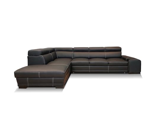 Quattro Meble Premiumklasse Ecksofa „Bonn II“ 305x220 cm aus hochwertigem Naturleder Toledo mit Schlaffunktion, Bettkasten und Kopfstützen (220 x 305 cm Ecke Links) von Quattro Meble