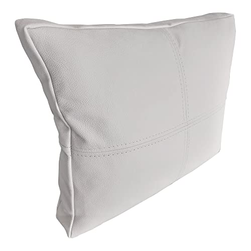 Quattro Meble Reinweißes Leder Kissen Deko Kissen Echtleder Rückenkissen Rindsleder - Volleder Sofa Couch Leder Zierkissen Lederkissen Echtleder Modell P&Z4EL (50 x 70 cm) von Quattro Meble