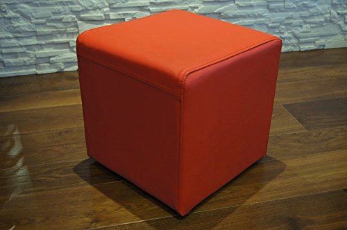 Quattro Meble Rot Echtleder Hocker 40x40x40cm Sitzhocker Rindsleder Sitzwürfel Fußhocker Polsterhocker Echt Leder Puff von Quattro Meble