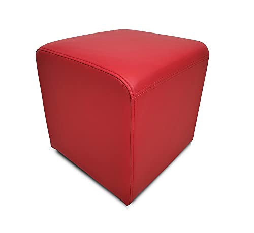 Quattro Meble Rotes Echtleder Hocker viele Größen Echtleder Sitzhocker Rindsleder Sitzwürfel Fußhocker Polsterhocker Echt Leder Puff Leder MDR Red (45 x 45 x H-40 cm) von Quattro Meble