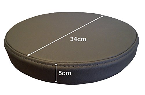 Quattro Meble Runde Dunkelgrau Echtleder Sitzkissen Lederkissen Sitzpolster fur Barstuhl Barhocker Sessel Stuhle Bank doppelt genähtes Echt Leder Kissen Sitzauflage Auflage (Durchmesser 34 cm) von Quattro Meble