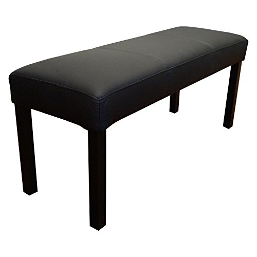 Quattro Meble Schwarz 100% Echtleder Sitzbank Leder Hocker Sitz Bank Polsterbank Rindsleder (90 x 40 cm) von Quattro Meble