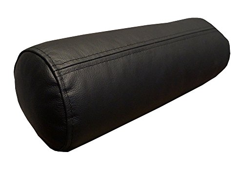 Quattro Meble Schwarz Echt Leder Nackenrolle Nackenkissen Lederkissen Sofa Dekokissen Rindsleder Kissen Kopfstützen Kopfkissen Durchmesser 15cm (40cm x D-15cm) von Quattro Meble