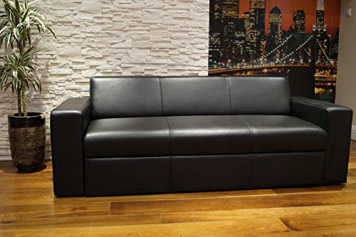 Quattro Meble Schwarz Echtleder 3 Sitzer Sofa Antalya I FS Breite 200cm mit Schlaffunktion Ledersofa Echt Leder Couch große Farbauswahl !!! von Quattro Meble