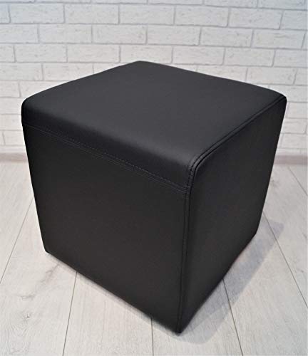 Quattro Meble Schwarz Echtleder Hocker 45x45x45cm Sitzhocker Rindsleder Sitzwürfel Fußhocker Polsterhocker Echt Leder Puff von Quattro Meble