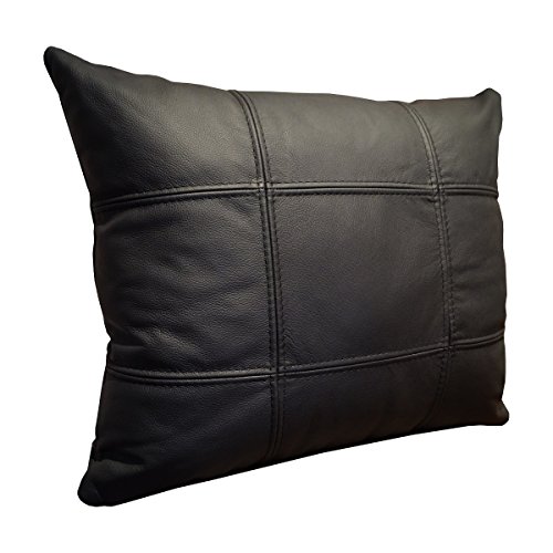 Quattro Meble Schwarz Echtleder Kissen Sofa & Stuhl Dekokissen Zierkissen Echtleder Rückenkissen Rindsleder Echt Leder Modell 18EL (40 x 50 cm) von Quattro Meble