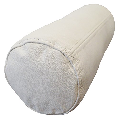 Quattro Meble Weiß Echt Leder Nackenrolle Nackenkissen Lederkissen Sofa Dekokissen Rindsleder Kissen Kopfstützen Kopfkissen Durchmesser 15cm (55cm x D-15cm) von Quattro Meble