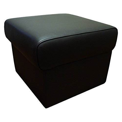 Quattro Meble Schwarz Echtleder Hocker 50cm x 50cm aufklappbar mit Stauraum Sitzhocker Rindsleder Sitzwürfel Fußhocker Polsterhocker Echt Leder Puff von Quattro Meble