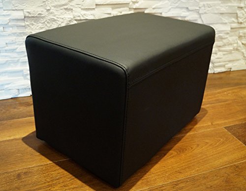 Quattro Meble Schwarz Echtleder Hocker 60x40x40cm Sitzhocker Rindsleder Sitzwürfel Fußhocker Polsterhocker Echt Leder Puff von Quattro Meble