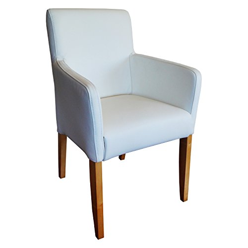 Quattro Meble Weiße Lederstühle Echtleder Esszimmerstühle Massivholz Stühle David Arm Lederstühle Sessel Armlehnstuhl Echt Leder Toledo Bianco Esszimmer Stuhl von Quattro Meble
