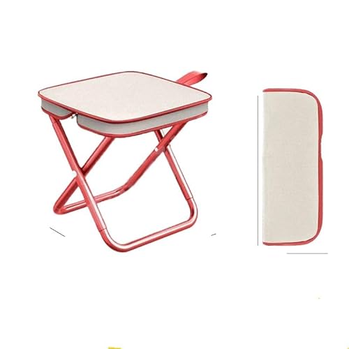 Tragbarer Klapphocker, leichter kompakter Campingstuhl, Aluminiumrahmen mit Oxford-Gewebe, für Outdoor, Angeln, Camping, Reisen, Events, Schwarz (Rot oben) von Quavva