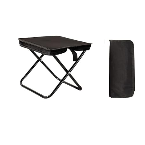 Tragbarer Klapphocker, leichter kompakter Campingstuhl, Aluminiumrahmen mit Oxford-Gewebe, für Outdoor, Angeln, Camping, Reisen, Events, Schwarz (schwarz) von Quavva