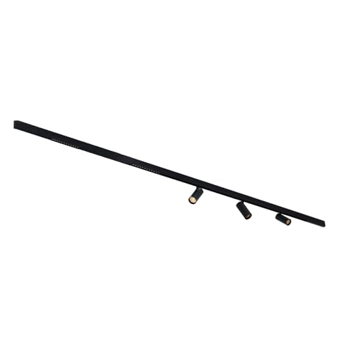 Qub Line Magnet Schienensystem – 300cm – 3x Schienenstrahler Single + 2x Schienenstrahler Dots 12 – Deckenstrahler Schwarz – Smart Zigbee Beleuchtung – Magnetische Lichtschiene – Integrierte LED von Qub