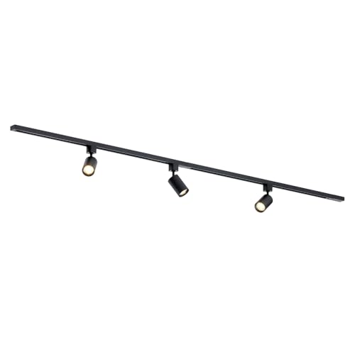 Qub Focus III 1-Phasen Led Schienensystem - 200cm - 3x GU10 Spots - 2x 1m Schienen - I-Form - Deckenstrahler Schwarz - Erweiterbar & flexibel - LED-kompatibel - Modernes Design Spot lampe von Qub