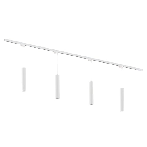 Qub Focus III 1-Phasen Led Schienensystem - 200cm - 4x GU10 Pendelleuchten - 2x 1m Schienen - I-Form - Deckenstrahler Weiß - Erweiterbar & flexibel - LED-kompatibel - Modernes Design Spot lampe von Qub