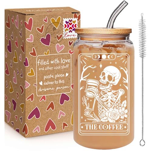 Halloween-Tasse, Skelett-Tasse, gruselige Tarotkarte, Geschenke für Tarot-Liebhaber, Kaffeeliebhaber, Gothic-Totenkopf-Tasse, gruselige Glasbecher für Süßes oder Leckereien, Partyzubehör, Happy Halloween-Tasse, Skelett-Tasse, gruselige Tarotkarte, Geschenke für Tarot-Liebhaber, Kaffeeliebhaber, Gothic-Totenkopf-Tasse, gruselige Glasbecher für Süßes oder Leckereien, Partyzubehör, Happy von Qubereeree