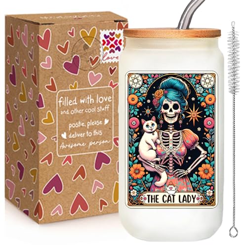 Qubereeree The Cat Lady Skelett-Tarotkarte, Totenkopf-Tasse, Geschenke für Katzenliebhaber, Mutter, Tarot-Liebhaber, Halloween, Totenkopf-Tasse, Mama, Hexe, Gothic, gruseliges Geschenk für Mama Qubereeree The Cat Lady Skelett-Tarotkarte, Totenkopf-Tasse, Geschenke für Katzenliebhaber, Mutter, Tarot-Liebhaber, Halloween, Totenkopf-Tasse, Mama, Hexe, Gothic, gruseliges Geschenk für Mama von Qubereeree