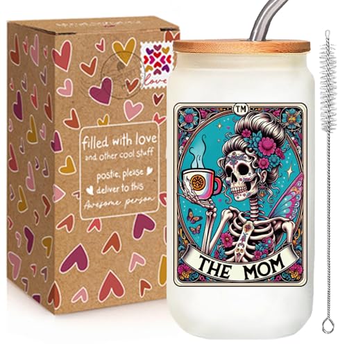 Qubereeree Totenkopf-Tasse mit Aufschrift "The Mom", Geschenk für Mama, Tarot-Liebhaber, Halloween-Tasse, Mama-Hexen-Geschenke für Frauen, Gothic-Stil, gruseliges Geschenk für Mama, lustige Qubereeree Totenkopf-Tasse mit Aufschrift "The Mom", Geschenk für Mama, Tarot-Liebhaber, Halloween-Tasse, Mama-Hexen-Geschenke für Frauen, Gothic-Stil, gruseliges Geschenk für Mama, lustige von Qubereeree