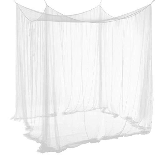 Qucover Baldachin aus Polyester, Schöner Betthimmel, Größe Mückennetz, Moskitonetz für Doppelbett, Weiß, 210 x 190 x 240 cm von Qucover