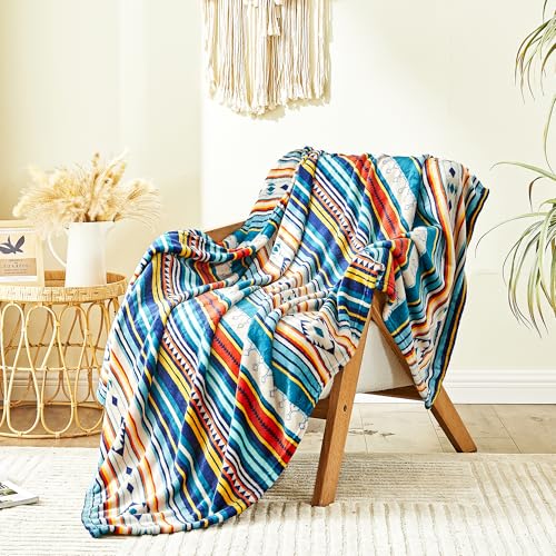 Qucover Kuscheldecke 220x240, Wohndecke Buntes Streifenmuster, Couchdecke Weich Warm, Boho Kuscheldecke Flauschig, Decke Sofa und Einzelb Doppelgesicht Weich von Qucover
