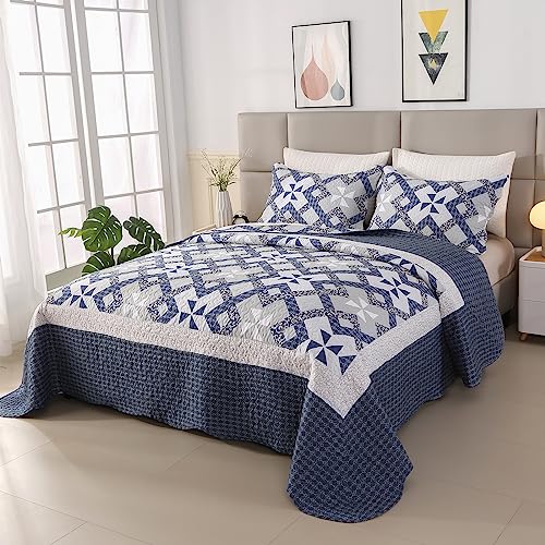 Qucover Tagesdecke 240x260cm Blau, Tagesdecke Bettüberwurf Landhausstil, Mikrofaser Tagesdecke Set mit 2 Kissenbezügen 50x75cm für Doppelbett, Leichte Sommerdecke Sofaüberwurf Überwurfdecke Qucover Tagesdecke 240x260cm Blau, Tagesdecke Bettüberwurf Landhausstil, Mikrofaser Tagesdecke Set mit 2 Kissenbezügen 50x75cm für Doppelbett, Leichte Sommerdecke Sofaüberwurf Überwurfdecke von Qucover