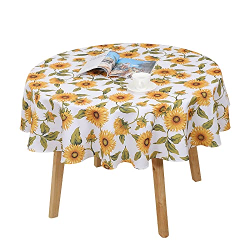 Qucover Tischdecke Rund 150cm mit Sonnenblumen Muster Motiv Tischtuch Abwaschbar Schmutzabweisend aus Polyester Nicht 100% Wasserdicht für Küche Garten Weiß & Gelb Modern Qucover Tischdecke Rund 150cm mit Sonnenblumen Muster Motiv Tischtuch Abwaschbar Schmutzabweisend aus Polyester Nicht 100% Wasserdicht für Küche Garten Weiß & Gelb Modern von Qucover