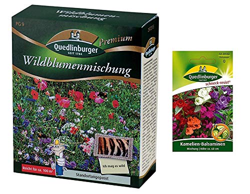 Wildblumenmischung | Blumenwiese | 1x Kamelien-Balsaminen kostenlos (schneckenresistent) | ohne Gräser von Quedlinburger SAATGUT