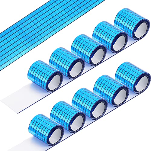 Queekay Discokugel selbstklebende Spiegelmosaikfliesen Glas 5 x 5 mm Mini Disco Fliesen Aufkleber Klebeband zum Basteln kleiner quadratischer Spiegel für DIY Dekoration (blau) von Queekay