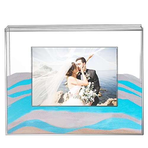 Queekay Hochzeitseinheit Sandzeremonie Bilderrahmen klar Acryl Sand Zeremonie Schattenbox mit Bilderrahmen für Hochzeitsdekorationen, Heimdekoration, Andenken (klassischer Stil) von Queekay