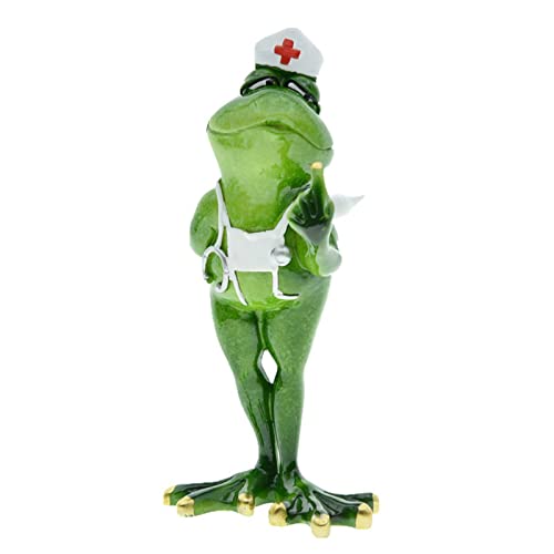 Queemie® Lustige Frosch Krankenschwester Figur, Injektionspose Froschig Skulptur, Personalisierte Tier Sammelfiguren Maskottchen Frösche Harz Handwerk Statue von Queemie