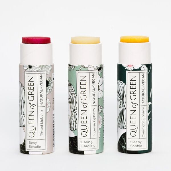 Queen of Green Geschenkset aus drei Lipbalms - vegan & plastikfrei von Queen of Green