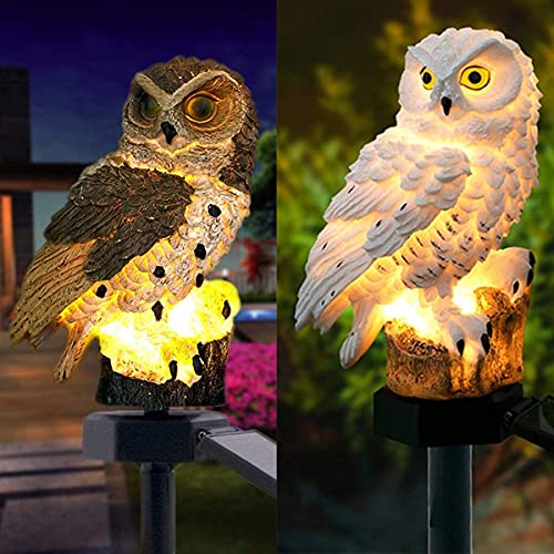 Queen.Y LED Solar Gartenlicht Eule Form im Freien Rasenlampe Wasserdichte Solar LED Lichter Außenbeleuchtung Nachtlicht Energiesparlampe Rasen Hof Ornament Dekorativer (Braun) von Queen.Y