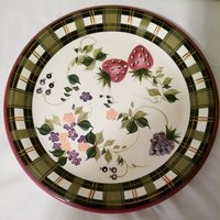 Oneida Strawberry Plaid Große Servierplatte - Teller - Transfertablett - Steinzeug-Geschirr-Keramik-Party Tablett Made in China. 12 "Breit von QueenKshopCa