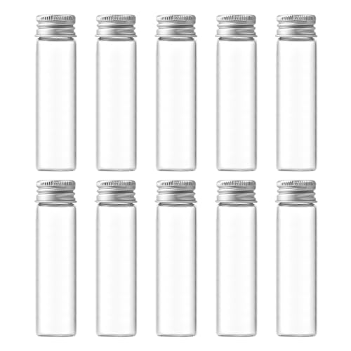 Queenbox 10 Stück 20 ml Gläser mit Aluminium-Schraubdeckel, kleine Leere Gläser, versiegelte Vorratsflaschen, Mini Gläser von Queenbox