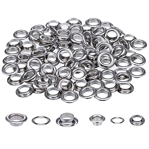 Queenbox 100 Stück 3 mm Ösen Ösen mit Unterlegscheiben, Galvanik Metall Ösen Kit zum Nähen Reparatur Kleidung Leinwand, Silber von Queenbox