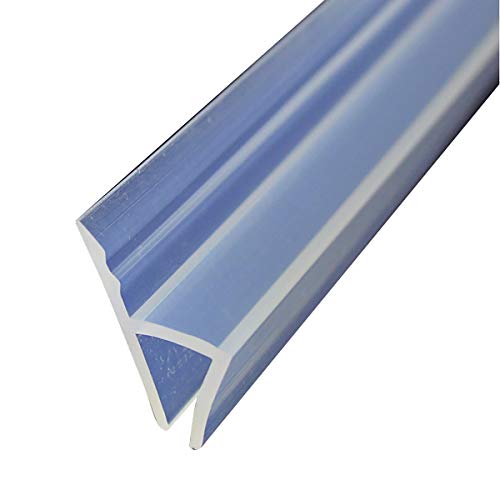 Queenbox 3M rahmenlose Duschtürdichtung H Jamb Bath Shower Screen Seal Strip Klare Lücken 20 mm verlängerte Wasserbarriere für 8 mm rahmenlose Glasschiebetüren von Queenbox