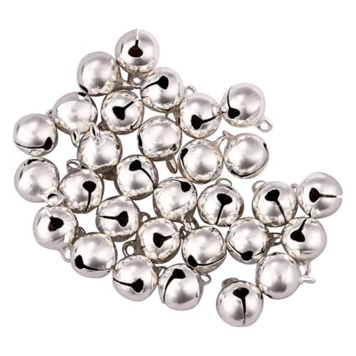 Queenbox 50 Stück 6 mm Bastelglöckchen, Metallglöckchen, kleine Weihnachtsglocken, dekorative Glöckchen für DIY-Bastelarbeiten, Weihnachts-, Hochzeits-, Party- und Heimdekoration, Silber Queenbox 50 Stück 6 mm Bastelglöckchen, Metallglöckchen, kleine Weihnachtsglocken, dekorative Glöckchen für DIY-Bastelarbeiten, Weihnachts-, Hochzeits-, Party- und Heimdekoration, Silber von Queenbox