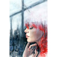 Queence Acrylglasbild, BxH: 60 x 90 cm - grau | rot von Queence