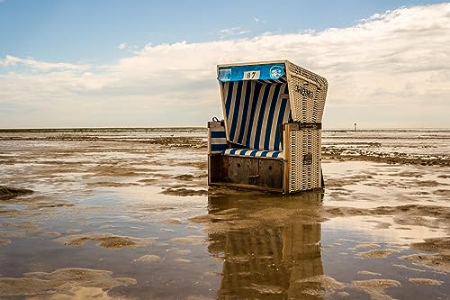 Queence | Acrylglasbild 120x80 cm | Strandkorb | Wandbild | Glasbild | Acrylbild | Acryl | Glas | Kunstdruck | Wand-Deko | mit Aufhängesystem von Queence