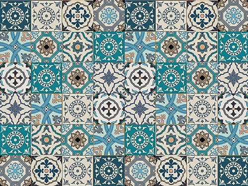 Queence | Küchen Spritzschutz,Fliesenmuster' 80x60 | Küchenrückwand | Alu-DiBond | Fliesenschutz für den Herd und Spüle | Küche | Küchenfliesen | Fliesenspiegel | Rückwand von Queence