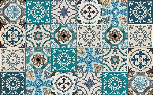 Queence | Küchen Spritzschutz 80x50 cm,Fliesenmuster' | Küchenrückwand | Alu-DiBond | Fliesenschutz für den Herd und Spüle | Küche | Küchenfliesen | Fliesenspiegel | Rückwand von Queence