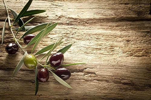 Queence | Küchen Spritzschutz Oliven 80x50x0,3 cm | Küchenrückwand | Alu-DiBond | Fliesenschutz für den Herd und Spüle | Küchenfliesen | Fliesenspiegel | Rückwand von Queence