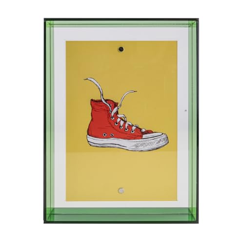 Queence Neon-Grün Bilderrahmen mit Magnetbefestigung und Switchfunktion als Hoch- oder Querformat 13,5x18,5 cm / 18,5x13,5 cm Neonrahmen aus 3 mm Acrylglas Designerrahmen (Grün, 13,5x18,5 cm) von Queence