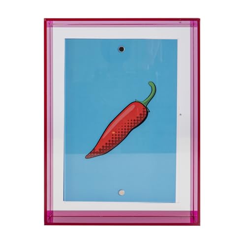 Queence Neon-Pink Bilderrahmen mit Magnetbefestigung und Switchfunktion als Hoch- oder Querformat 13,5x18,5 cm / 18,5x13,5 cm Neonrahmen aus 3 mm Acrylglas Designerrahmen (Pink, 13,5x18,5 cm) von Queence