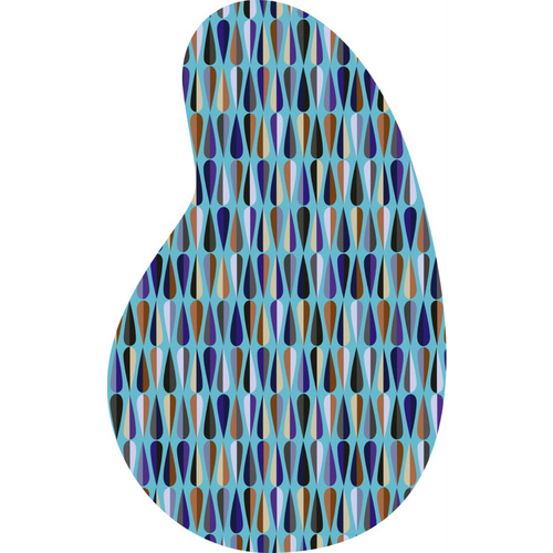 Queence Nierentisch, BxHxL: 60 x 40 x 40 cm, PVC-Integralplatte/Buchenholz, geometrisches Muster - blau | braun von Queence