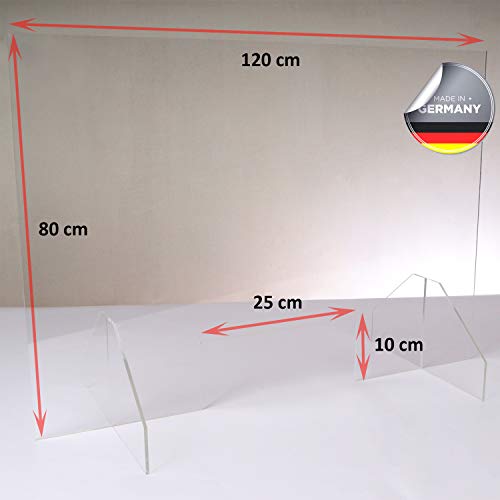 Queence | Premium-Tröpfchenschutz aus Acrylglas | Husten-Schutz für Ärzte und Apotheken | Niesschutz | Tresenaufsteller, Größe:120x80 cm von Queence