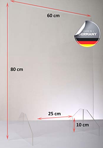 Queence | Premium-Tröpfchenschutz aus Acrylglas | Husten-Schutz für Ärzte und Apotheken | Niesschutz | Tresenaufsteller, Größe:60x80 cm von Queence