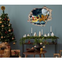 queence 3D-Wandtattoo "Weihnachtsmann mit Rudolf" selbstklebender Wandsticker Weihnachten von Queence